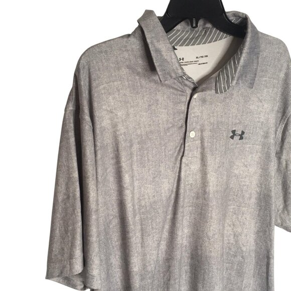 Under Armour Polo Shirt Mens XL Gray HeatGear Loose Golf Performance SS - Picture 9 of 9